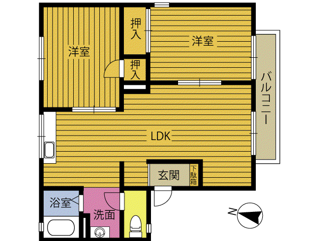 コスモエル21(2LDK/2階)の間取り写真