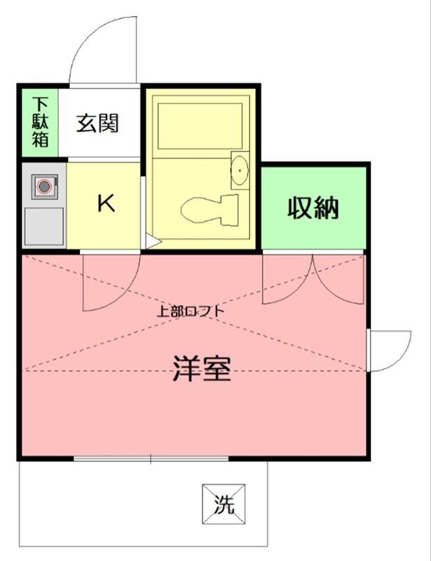 HILLS高座渋谷(1K/2階)の間取り写真