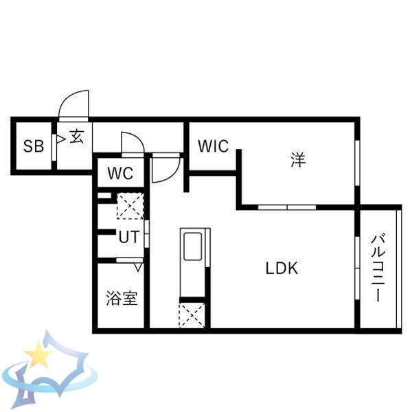 マレッセエクラ桑園(1LDK/2階)の間取り写真