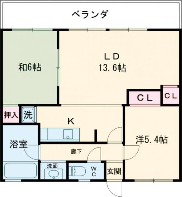 マンション都(2LDK/2階)の間取り写真