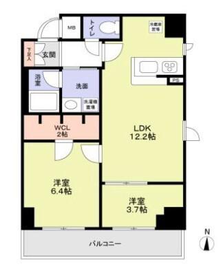 GRANDFORKS清澄白河(2LDK/2階)の間取り写真
