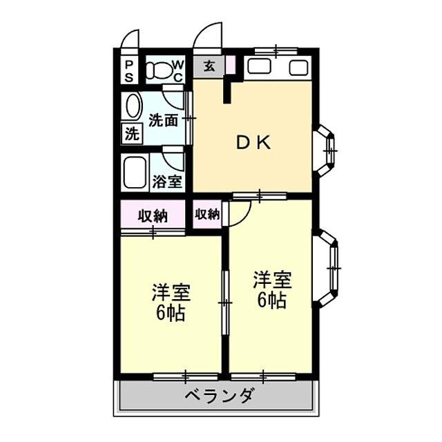 アサヒハイム(2DK/1階)の間取り写真