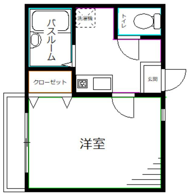 グリーンヴァレイ(1K/1階)の間取り写真