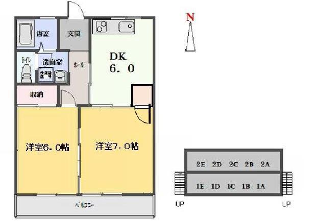 レジデンス21(2DK/2階)の間取り写真