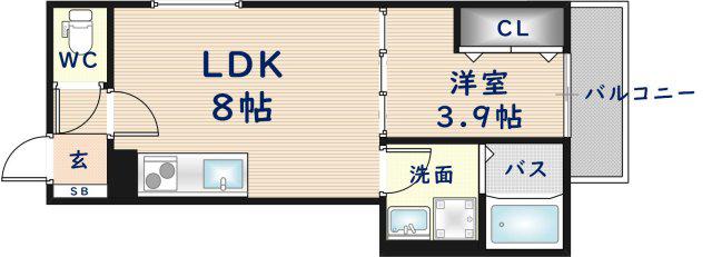 D PORTA GIRASOLE(1LDK/1階)の間取り写真