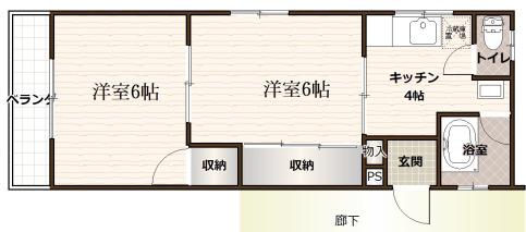 フィールハイツ(2DK/3階)の間取り写真