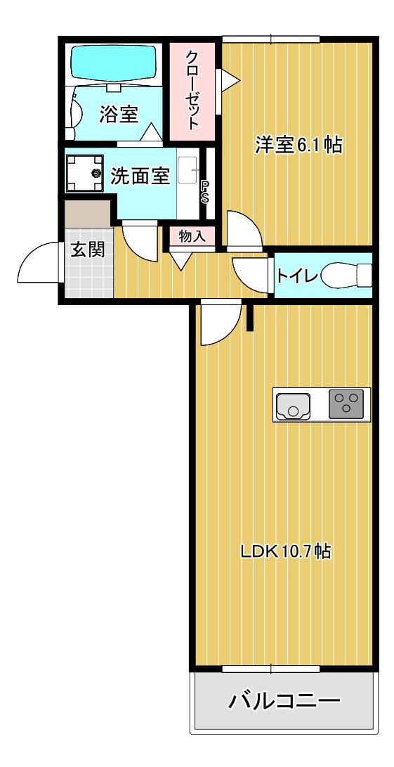 パークヴィラ下南部II棟(1LDK/1階)の間取り写真