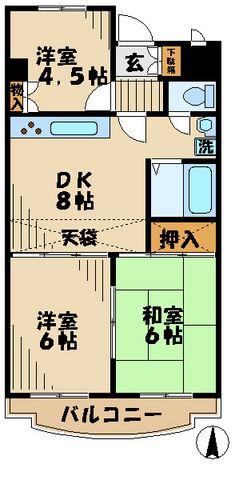 新屋ビル(3DK/3階)の間取り写真