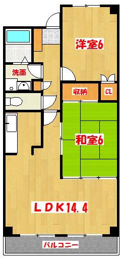 ステーションプラザII(2LDK/6階)の間取り写真