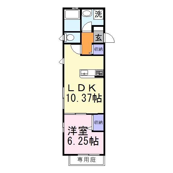 VILLA LUCKINA (1LDK/1階)の間取り写真