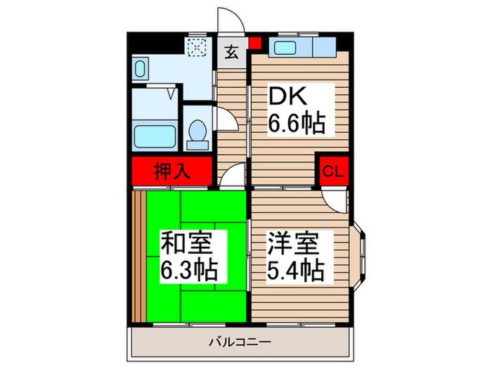 センチュリーハイツ(2DK/2階)の間取り写真