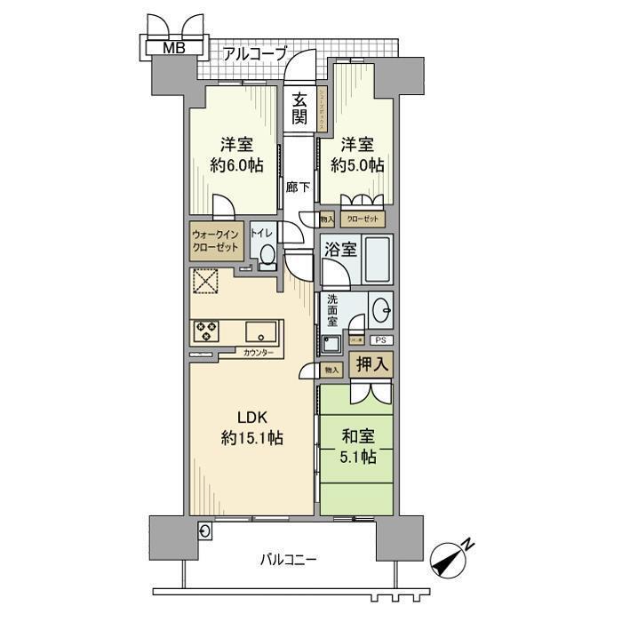 ローレルスクエア健都ザ・レジデンス FOURTH STAGE(3LDK/3階)の間取り写真