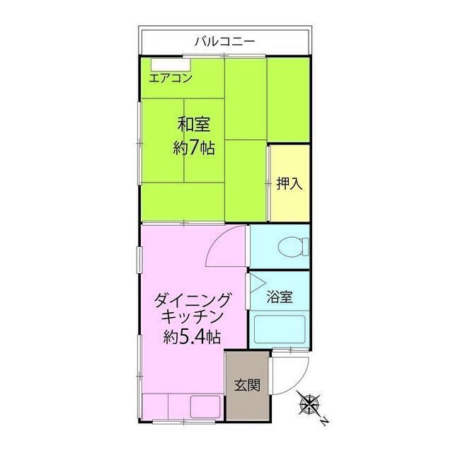イエローハイツ(1DK/2階)の間取り写真