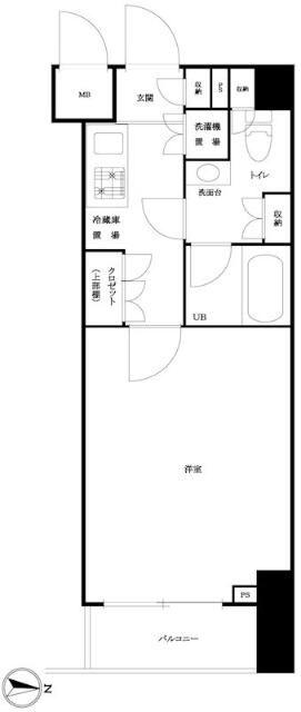 ルーブル泉岳寺前(1K/3階)の間取り写真
