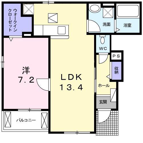 アルカディア(1LDK/1階)の間取り写真