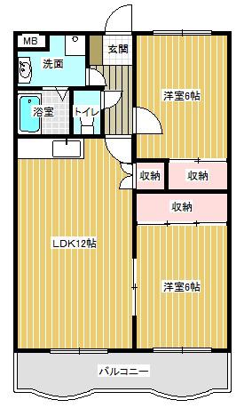 レーベンハイム永楽(2LDK/1階)の間取り写真