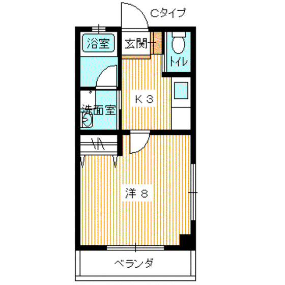 アスティー豊町(1K/2階)の間取り写真