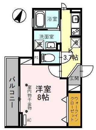 プリマベーラ(1K/1階)の間取り写真