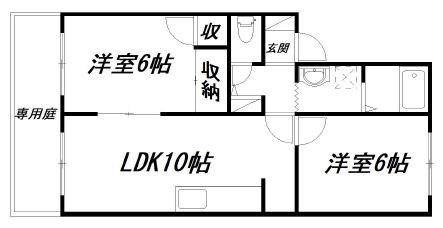 リヴェール宮竹B(2LDK/1階)の間取り写真