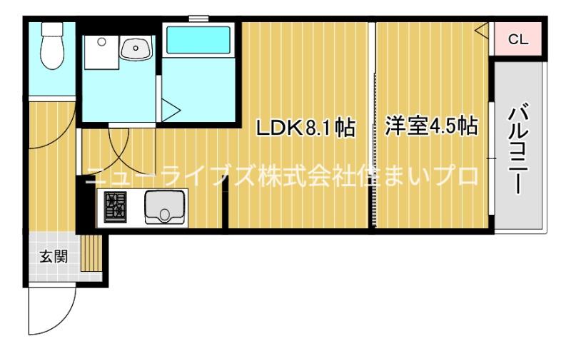 プライムキューブ(1LDK/1階)の間取り写真