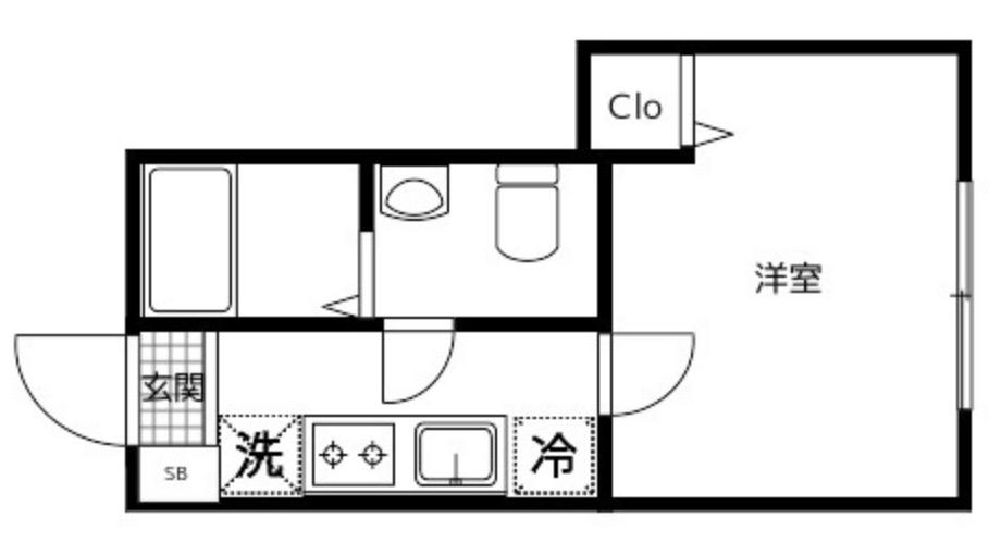 ラヴィエベル横浜白楽(1K/1階)の間取り写真