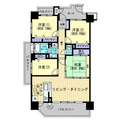 サーパス祇園(4LDK/10階)の間取り写真