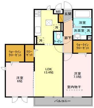 グランデ八潮II(2LDK/3階)の間取り写真