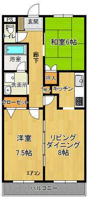 タウンコート駅南(2LDK/2階)の間取り写真