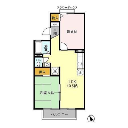 クレスト松代ABCD(2LDK/2階)の間取り写真