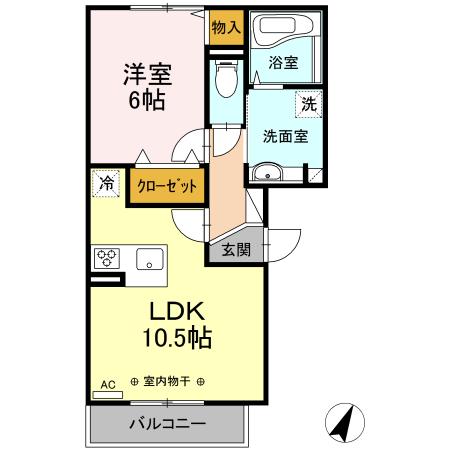 ウェルデンス東林間(1LDK/3階)の間取り写真