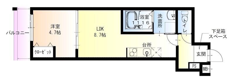フジパレス御幣島(1LDK/3階)の間取り写真