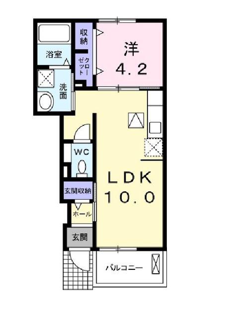 アントレッド(1LDK/1階)の間取り写真