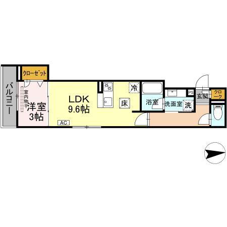ルヴィータ高道(1LDK/1階)の間取り写真