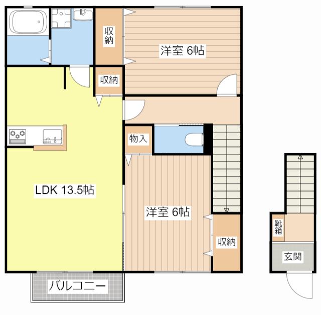 モンソレーユ(2LDK/2階)の間取り写真