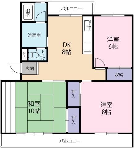 ハイツ ハヤシ(3DK/2階)の間取り写真