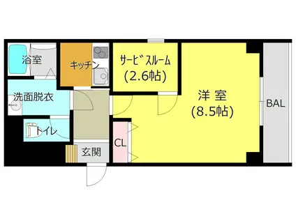 ショゼ関南町(1SK/2階)の間取り写真