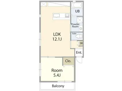 KARIN明石南(1LDK/1階)の間取り写真