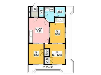 ソレイユ オブサ(3LDK/3階)の間取り写真