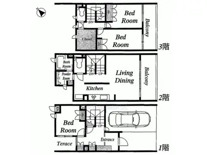 プレミアムガーデン本郷(3LDK/2階)の間取り写真