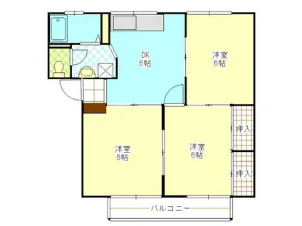 セジュール宮崎 B(3DK/2階)の間取り写真