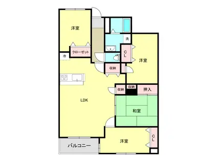 新白河パークハウスI(4LDK/1階)の間取り写真