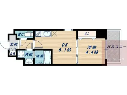 ライブガーデン江坂IX(1DK/3階)の間取り写真