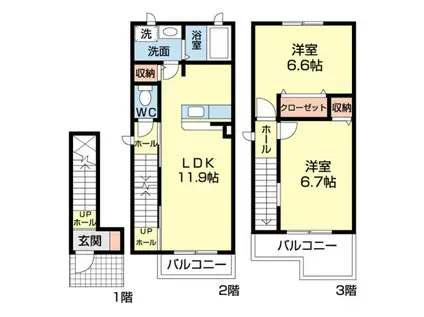ジュネス小石川D(2LDK/1階)の間取り写真