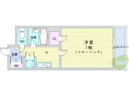 アヴニール(1K/4階)の間取り写真