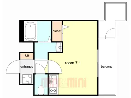 ファステート神戸サルビア(1K/7階)の間取り写真