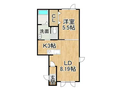 ユーフォリアII(1LDK/2階)の間取り写真