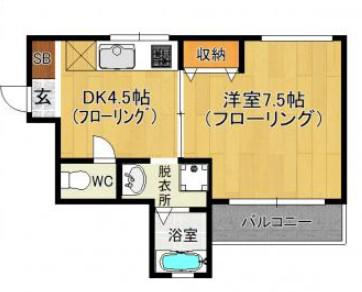 クレアール博多(1DK/6階)の間取り写真