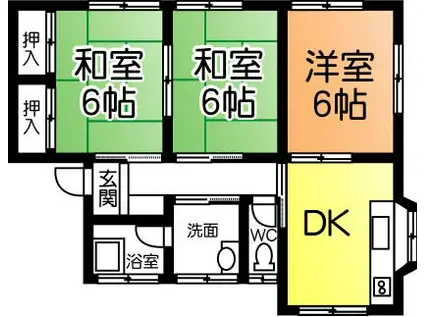 ホワイトコート(3DK/2階)の間取り写真