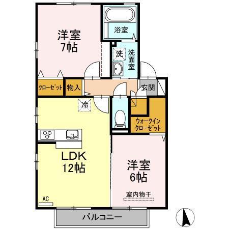 TSスクエアE棟(2LDK/2階)の間取り写真