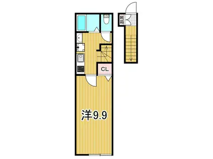 OLIVE TERRACE西亀有(1K/2階)の間取り写真